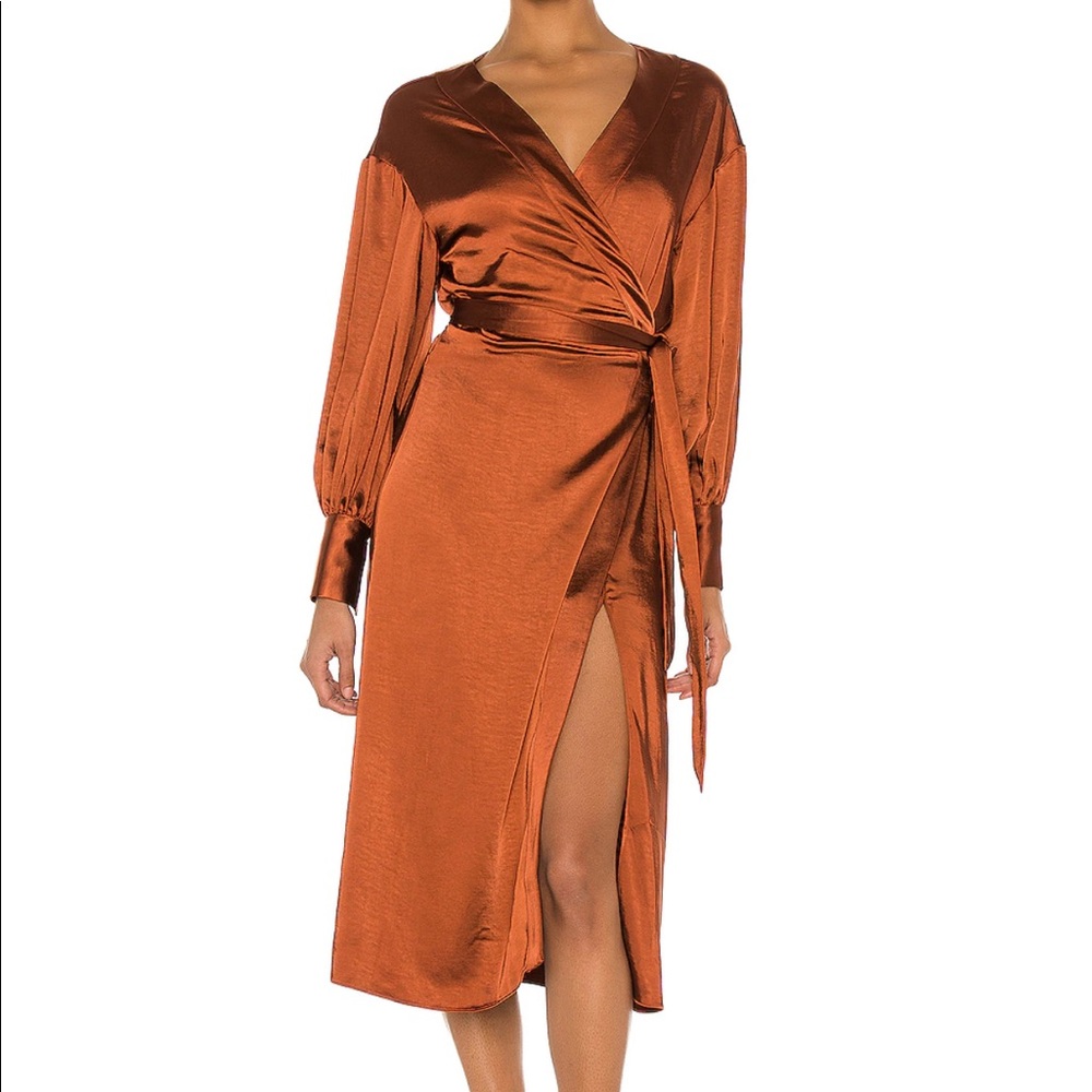 LPA | Revolve Wrap Dress in Cherry Brown